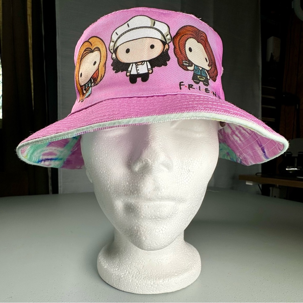Friends Television Show MAD Engine Pink/Tie Dyed Reversible Bucket Hat